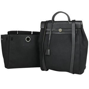 HERMES Ale Bag Ad PM Handbag Day Rucksack Toile Officier Black D